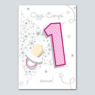 Biglietto Auguri Talking “Oggi Compi 1 Anno” bimba Biglietto Auguri Talking “Oggi Compi 1 Anno” bimba