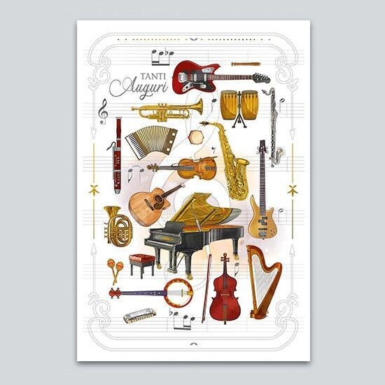 Biglietto Auguri Da Vinci “Tanti Auguri” Strumenti