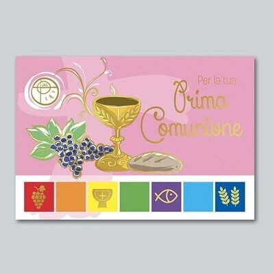 Biglietto Comunione Metal e Glitter Bimba