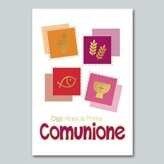 Biglietto Comunione Metal e Glitter Bimba