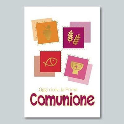 Biglietto Comunione Metal e Glitter Bimba