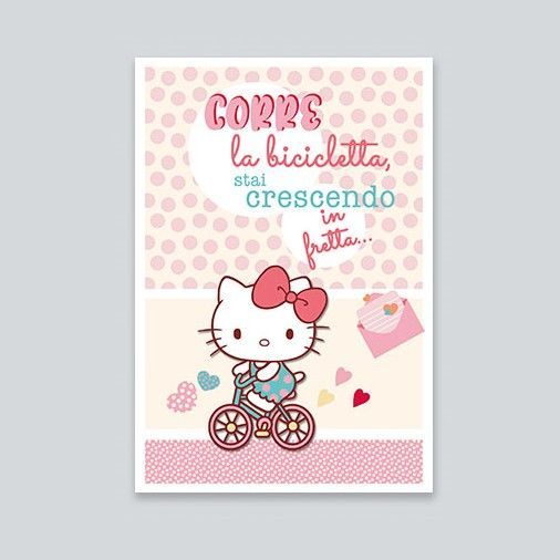 Biglietto Auguri Hello Kitty con applicazione in legno “Buon Compleanno”