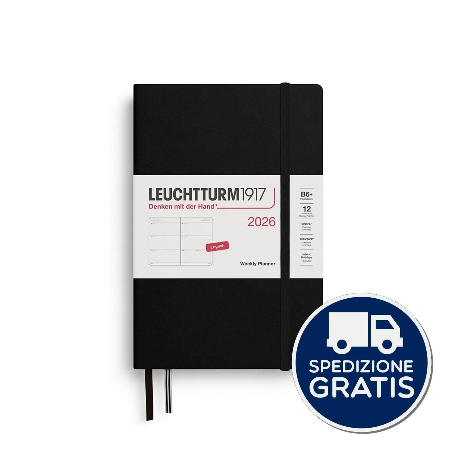 Leuchtturm - Agenda Settimanale 2026 Orizzontale cm.13x19 nera