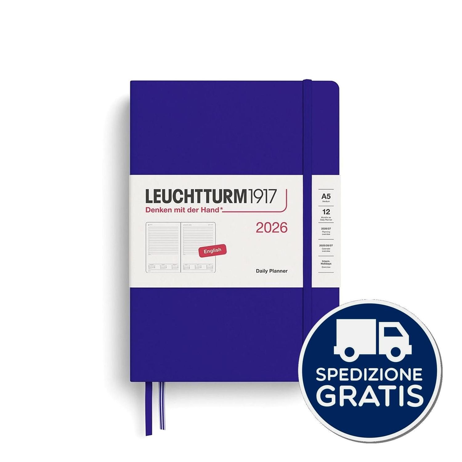Leuchtturm - Agenda Giornaliera 2026 cm.15x21 Blu
