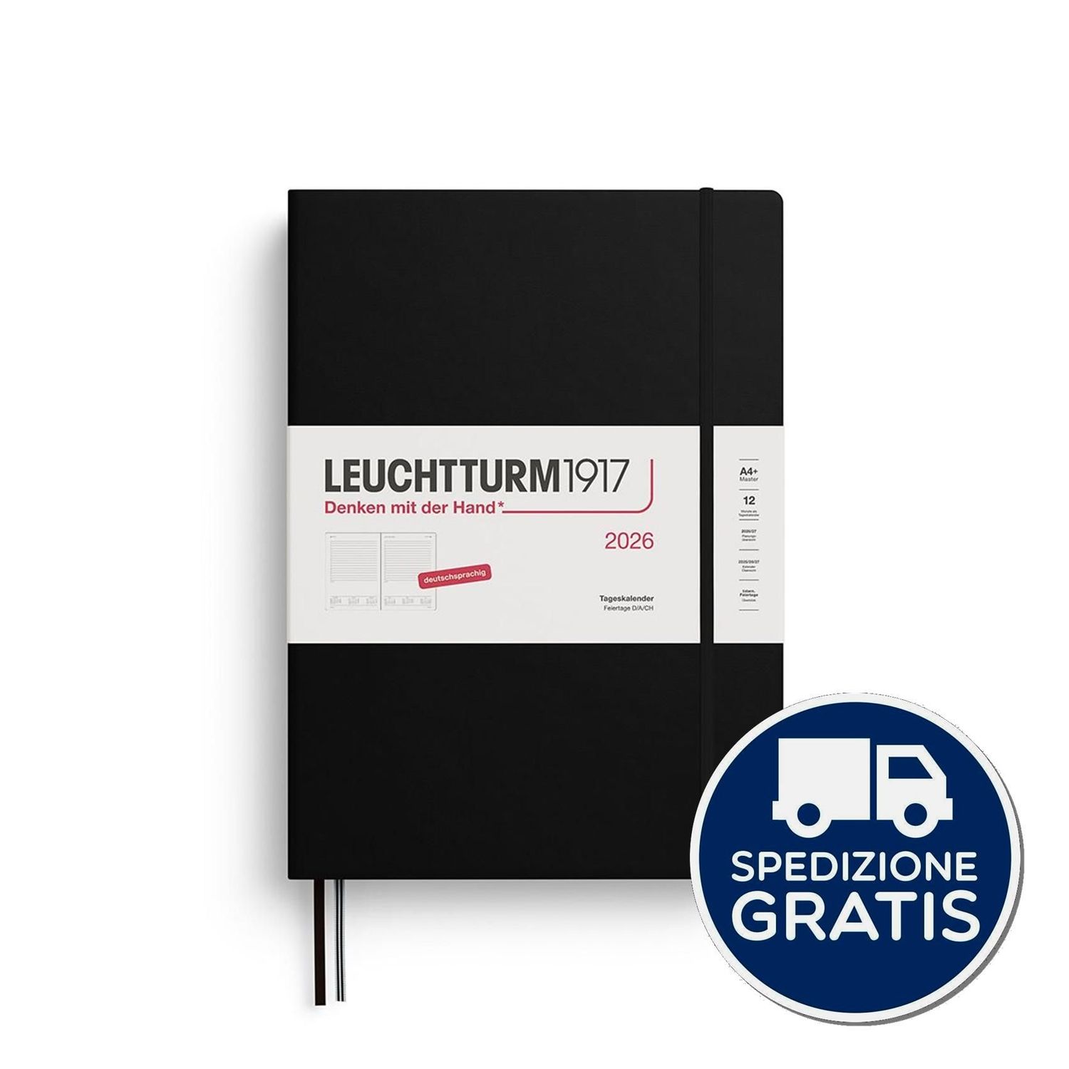 Leuchtturm - Agenda Giornaliera 2026 cm.15x21 Nera