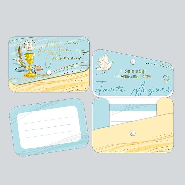 Biglietto Comunione Portasoldi  Bimbo con bottone