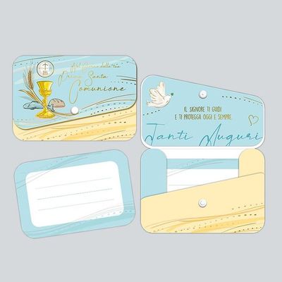 Biglietto Comunione Portasoldi  Bimbo con bottone