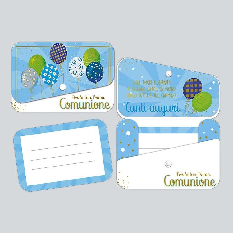 Biglietto Comunione Portasoldi  Bimbo con bottone