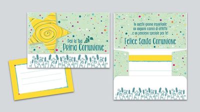 Biglietto Comunione Portasoldi  Bimbo con velcro