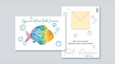 Biglietto Comunione Portasoldi  Bimbo “Classic” metal e glitter