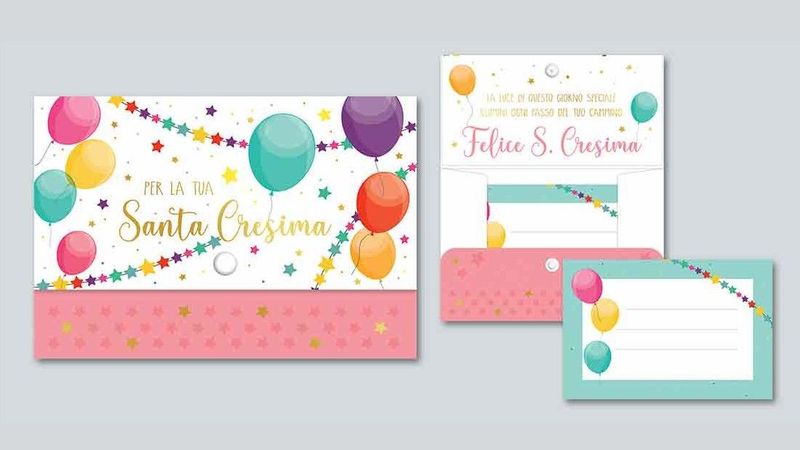 Biglietto Cresima Portasoldi  Bimba con bottone