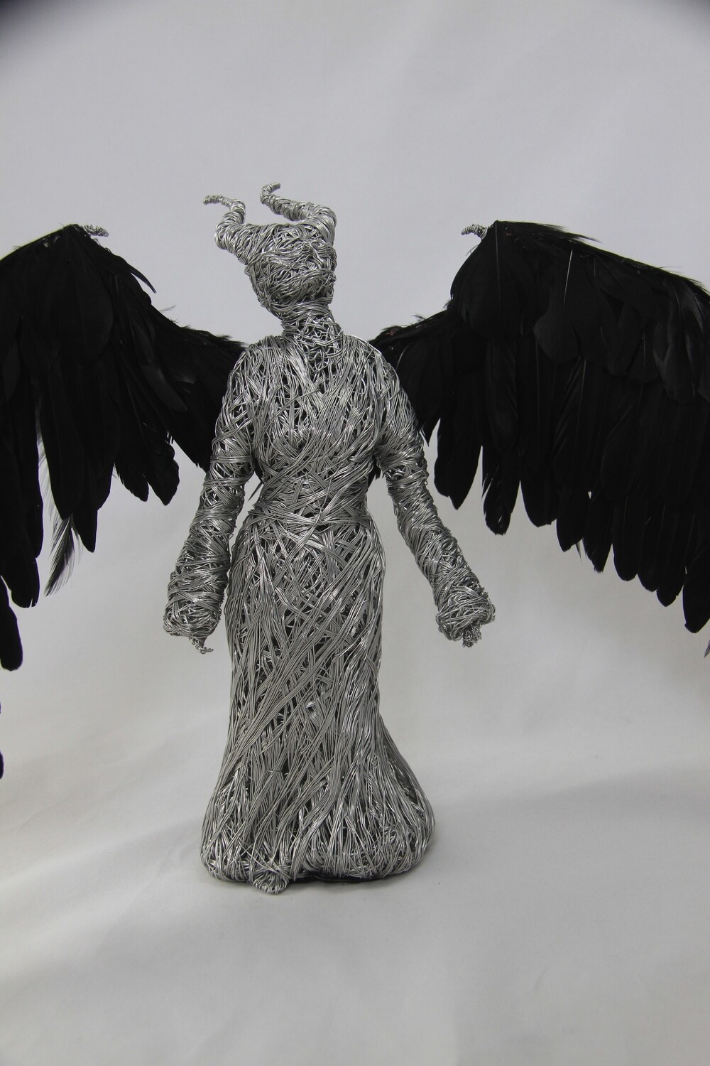 Real Feather Winged Fairy/Angel / Maleficent / Wire Sculpture