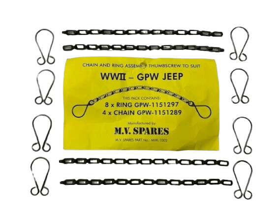 Top Bow and Windscreen Chain and Ring Assembly - Ford GPW