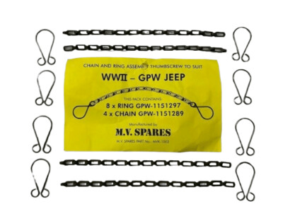 Top Bow and Windscreen Chain and Ring Assembly - Ford GPW