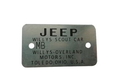 Late Chassis Tag - Willys MB