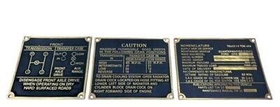 Brass Data Plate Set - Ford GPW