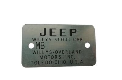 Late Chassis Tag - Willys MB Late Chassis Tag - Willys MB