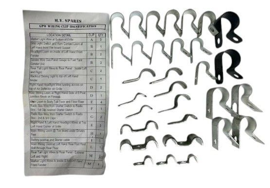 Wiring Clip Set - Ford GPW - Scripted Wiring Clip Set - Ford GPW - Scripted
