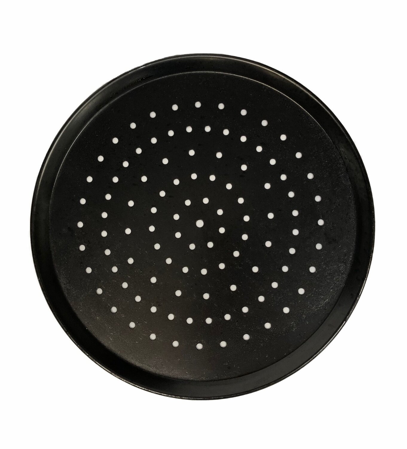 11&quot; Black Steel Pizza Tray Perforated