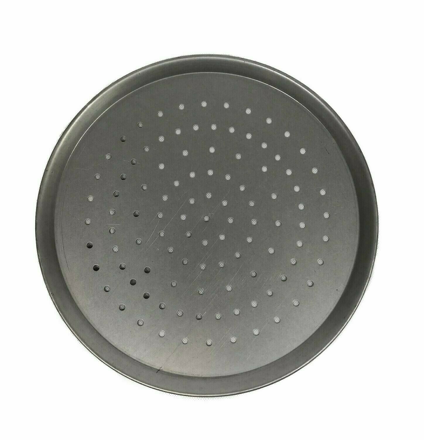 14&quot; White Steel Pizza Tray Perforated
