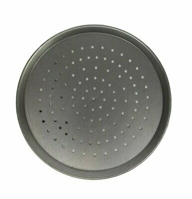 12&quot; White Steel Pizza Tray Perforated