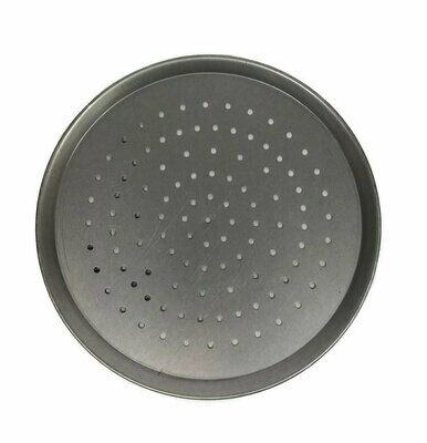 13&quot; White Steel Pizza Tray Perforated