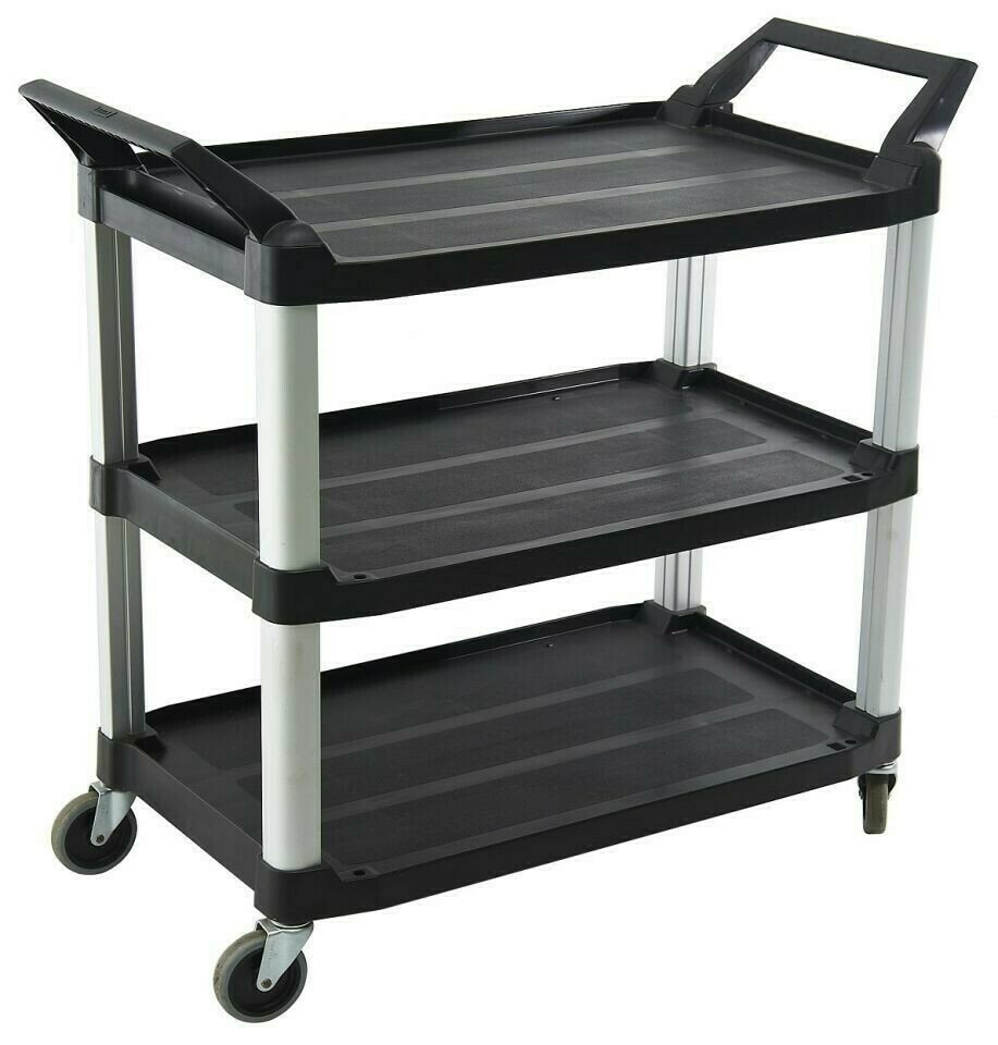 3 Tier Large Kitchen Service Cart Trolley Black