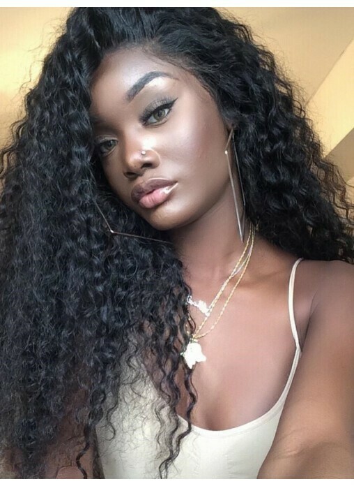 In-Stock Virgin Remy Hair Kinky Curl Full Lace Wig