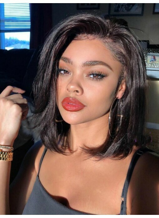 In-Stock Virgin Remy Hair Wavy Bob Style Full Lace Wig