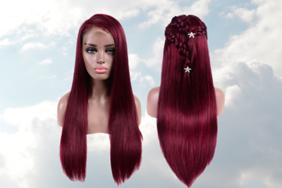 Cosplay Wine Human Hair Lace Wig