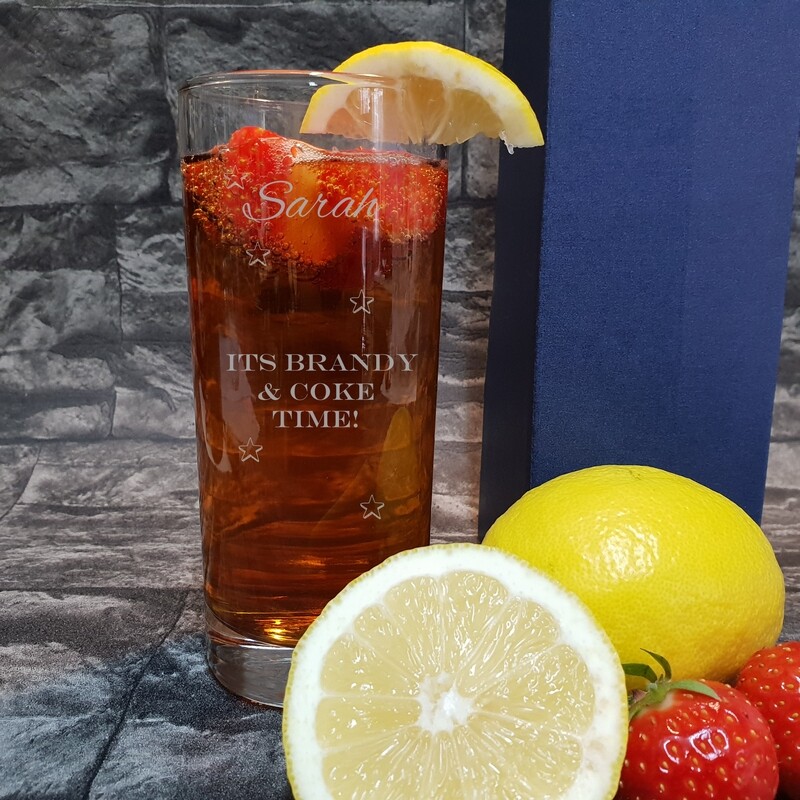 Fun Personalised &quot;It&#39;s your fave drink time&quot; Spirit High Ball Glass. Great Birthday and Christmas Gift for a Friend or loved one. HBA94