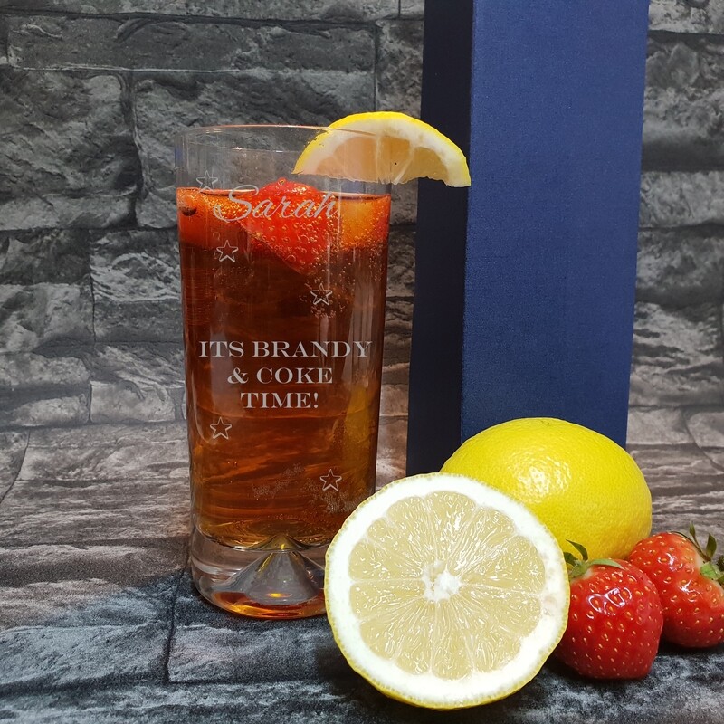 Fun Personalised &quot;It&#39;s your fave drink time&quot; Spirit High Ball Glass. Great Birthday and Christmas Gift for a Friend or loved one. HBB94