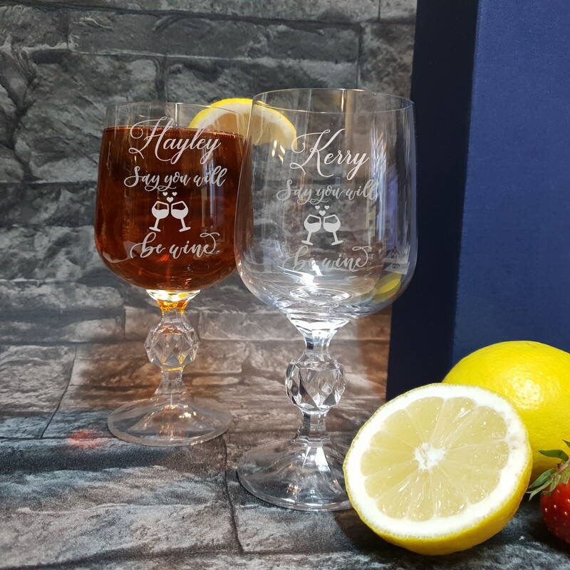 Fun Personalised &quot;Say you will be wine&quot; small wine glass glass. Great Birthday and Christmas Gift for a Friend or loved one. WGA75