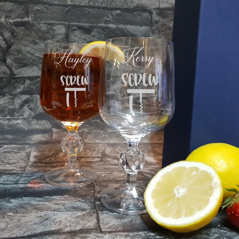 Fun Personalised &quot;Screw it&quot; small wine glass glass. Great Birthday and Christmas Gift for a Friend or loved one. WGA76
