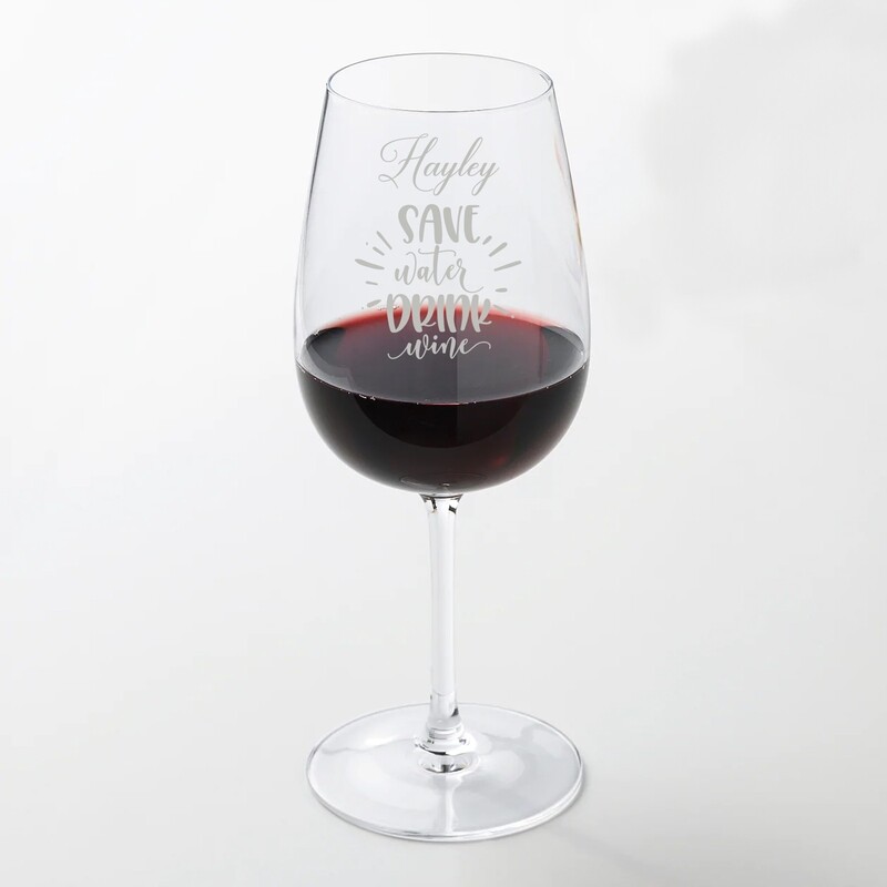 Fun Personalised &quot;Save water drink wine&quot; Large 49cl wine glass glass. Great Birthday and Christmas Gift for a Friend or loved one. WGB74
