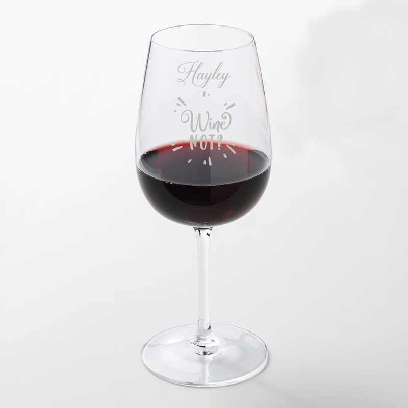 Fun Personalised &quot;Wine not&quot; Large 49cl wine glass glass. Great Birthday and Christmas Gift for a Friend or loved one. WGB79