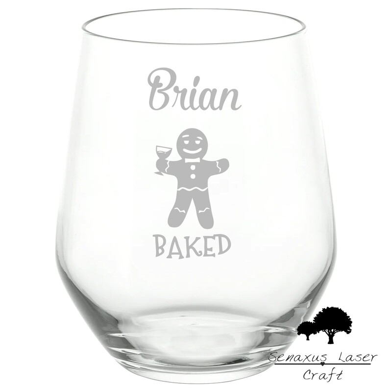 Personalised Engraved Stemmless Glass Baked gift SWG10