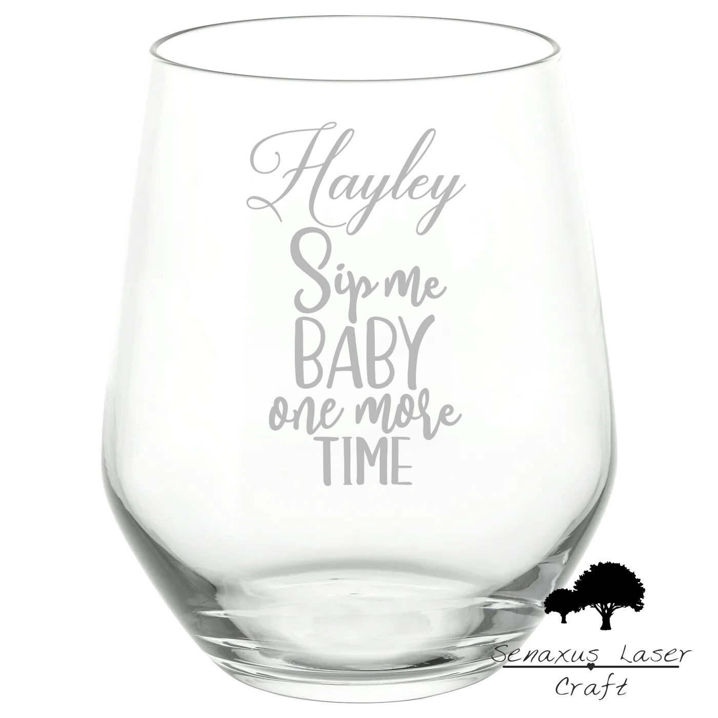 Personalised &quot;Sip Me Baby One More Time&quot; Funny Quote stemless wine/spirit Glass. Great Gift for Any Occasion