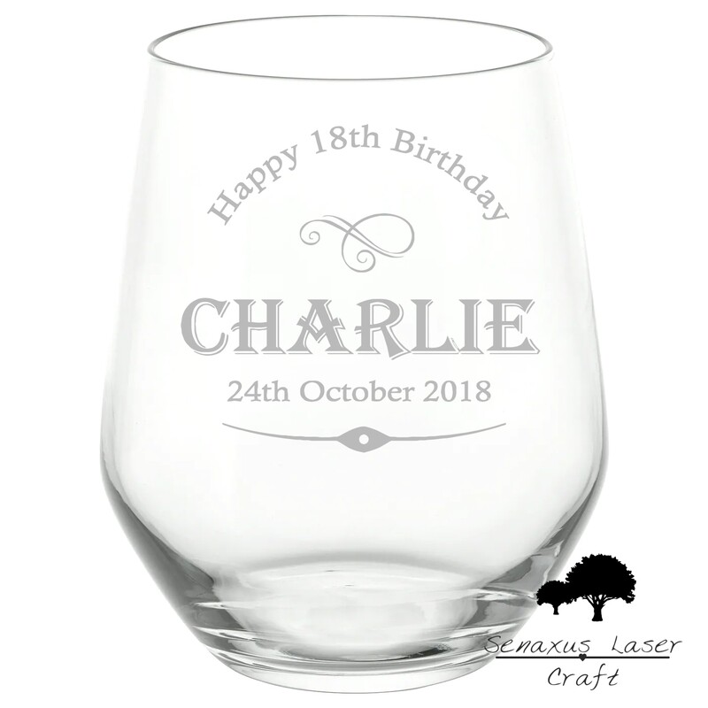 Personalised Vintage Wedding Design stemless wine/spirit Glass. Perfect gift for all Wedding Related Events