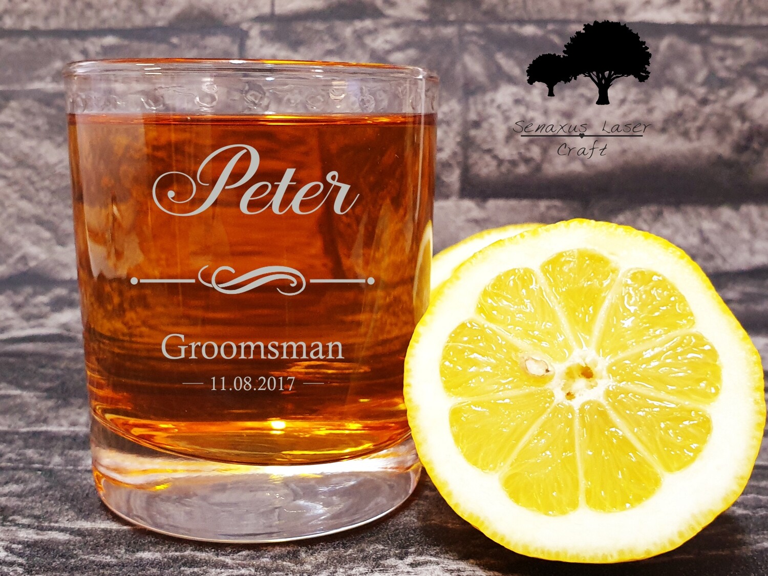 Fun Personalised &quot;Wedding Favour&quot; 10 oz Whiskey/spirit Glass. for best man, groomsman, Father of the bride etc. WTA49