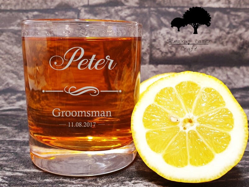 Fun Personalised &quot;Wedding Favour&quot; 10 oz Whiskey/spirit Glass. for best man, groomsman, Father of the bride etc. WTA49