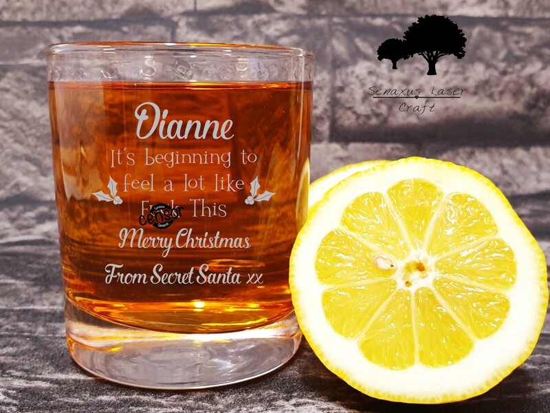 Funny Personalised It&#39;s beginning to feel a lot like f*ck this, Christmas Design Spirit 10 oz Whiskey Glass. Great Christmas Gift for a Friend or loved one. WTA65