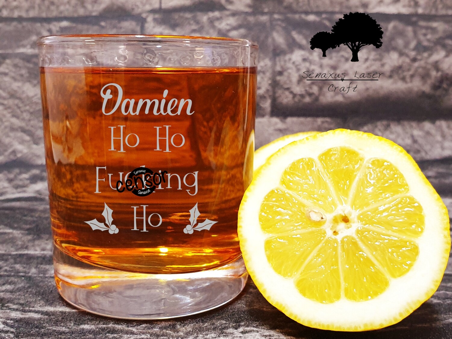 Funny Personal Name Ho Ho F*cking Ho, Christmas Gift Design Spirit 10 oz Whiskey Glass. Great Christmas Gift for a Friend or loved one. WTA62