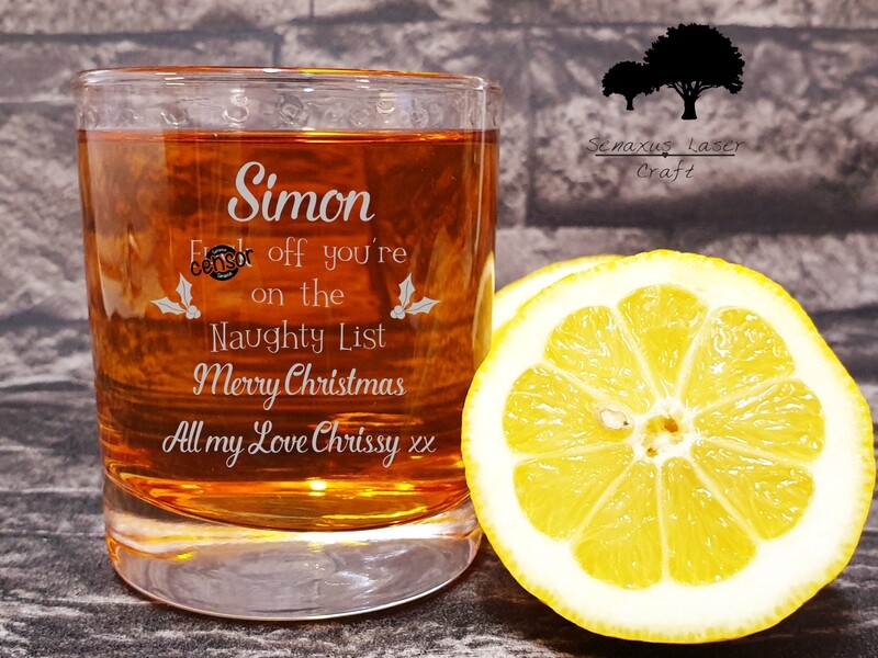 Funny Personalised F*ck off, you&#39;re on the naughty list, Christmas Design Spirit 10 oz Whiskey Glass. Great Christmas Gift for a Friend or loved one. WTA64