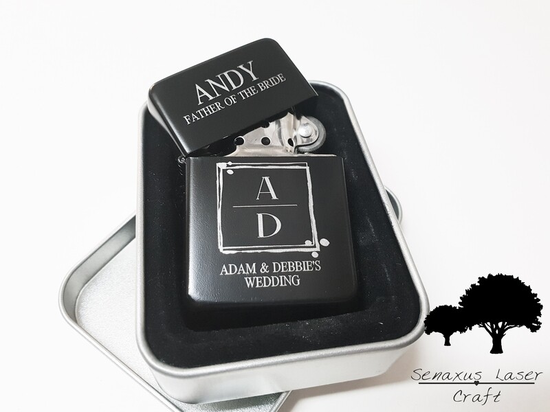 Personalised engraved Unisex Wedding Party gift lighter in tin. With free engraving LTR13