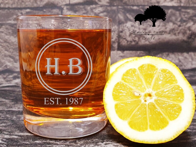 Unique Personalised Initials Stamp Design Whiskey Glass. Great Gift for a Friend or Family Member, Birthdays, Weddings or any other occasion. WTA74