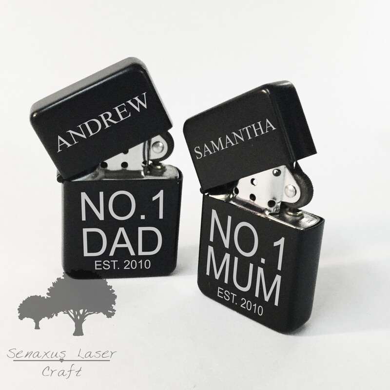 Personalised engraved Black Fathers day gift lighter in tin. With free engraving LTR21