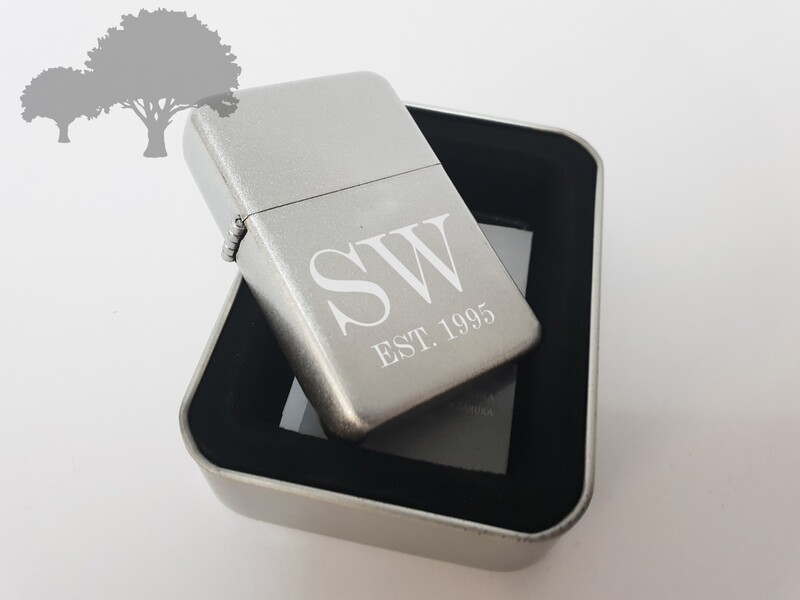 Personalised engraved Silver gift lighter in tin, for any occasion. With free engraving SLTR22