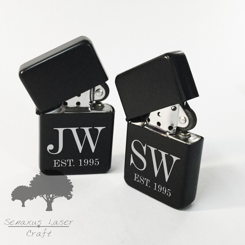 Personalised engraved Black gift lighter in tin, for any occasion. With free engraving LTR22