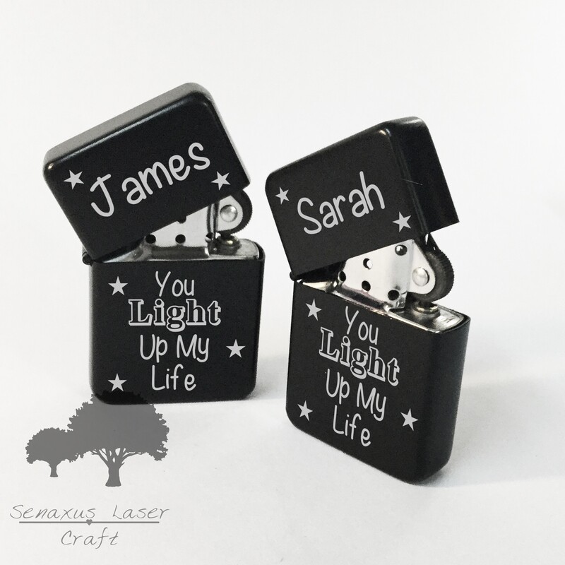 Personalised engraved Black gift lighter in tin, for any occasion. With free engraving LTR23